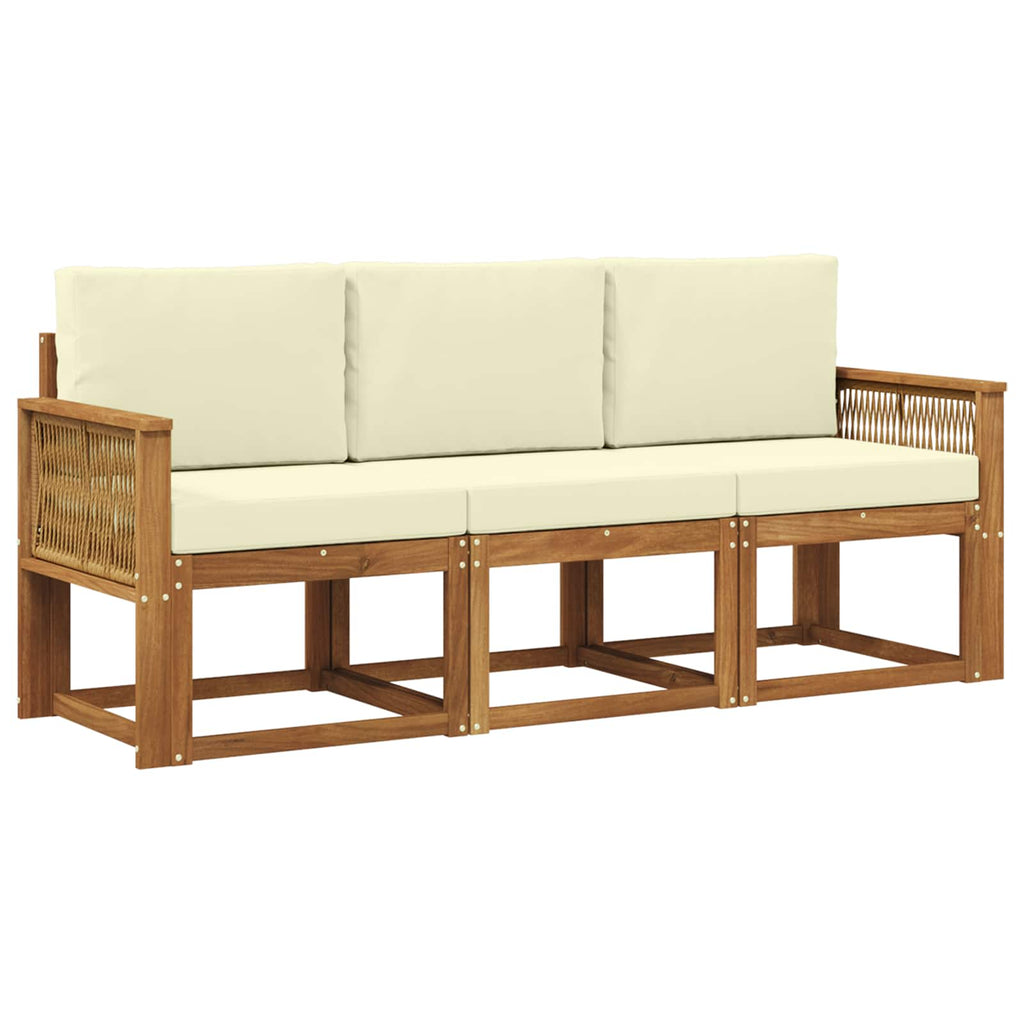 Outdoor-Sofagarnitur 3 pcs Natur und Creme Polyester