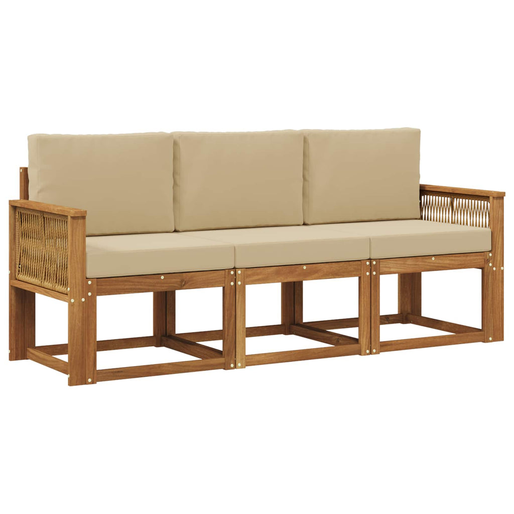 Outdoor-Sofagarnitur 3 pcs Natur und Beige Polyester