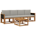 Outdoor-Sofagarnitur mit Kissen 4 pcs Natürlich und Hellgrau