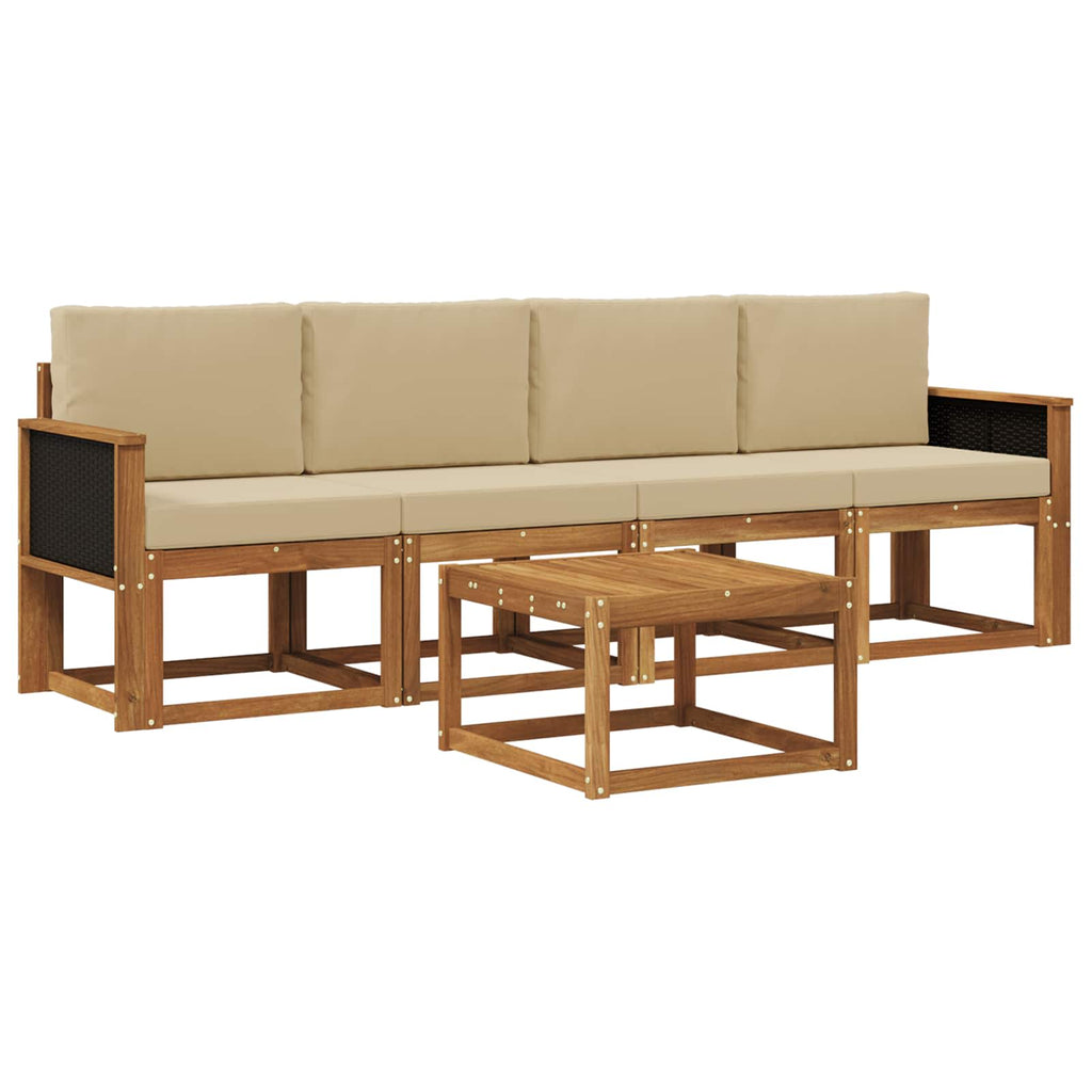 Outdoor-Sofagarnitur mit Kissen 4 pcs Natur