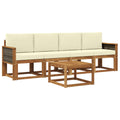 Outdoor-Sofagarnitur mit Kissen 4 pcs Natur und Creme