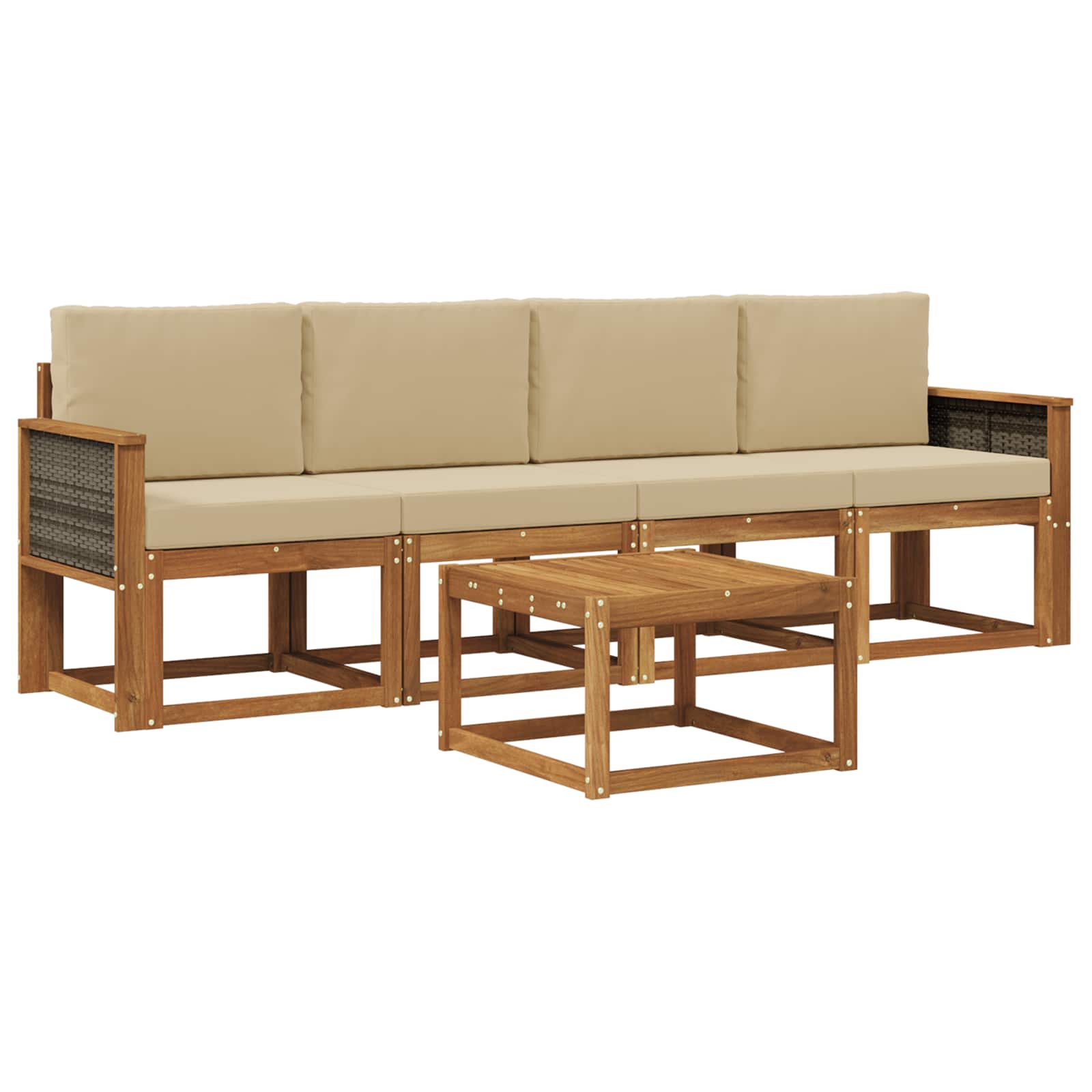Outdoor-Sofagarnitur mit Kissen 4 pcs Natur