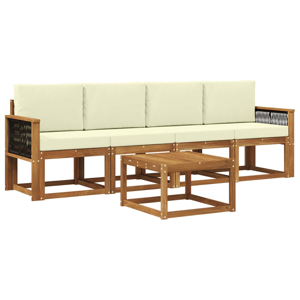 Outdoor-Sofagarnitur mit Kissen 4 pcs Natur und Creme