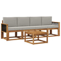 Outdoor-Sofagarnitur mit Kissen 4 pcs Natürlich und Hellgrau