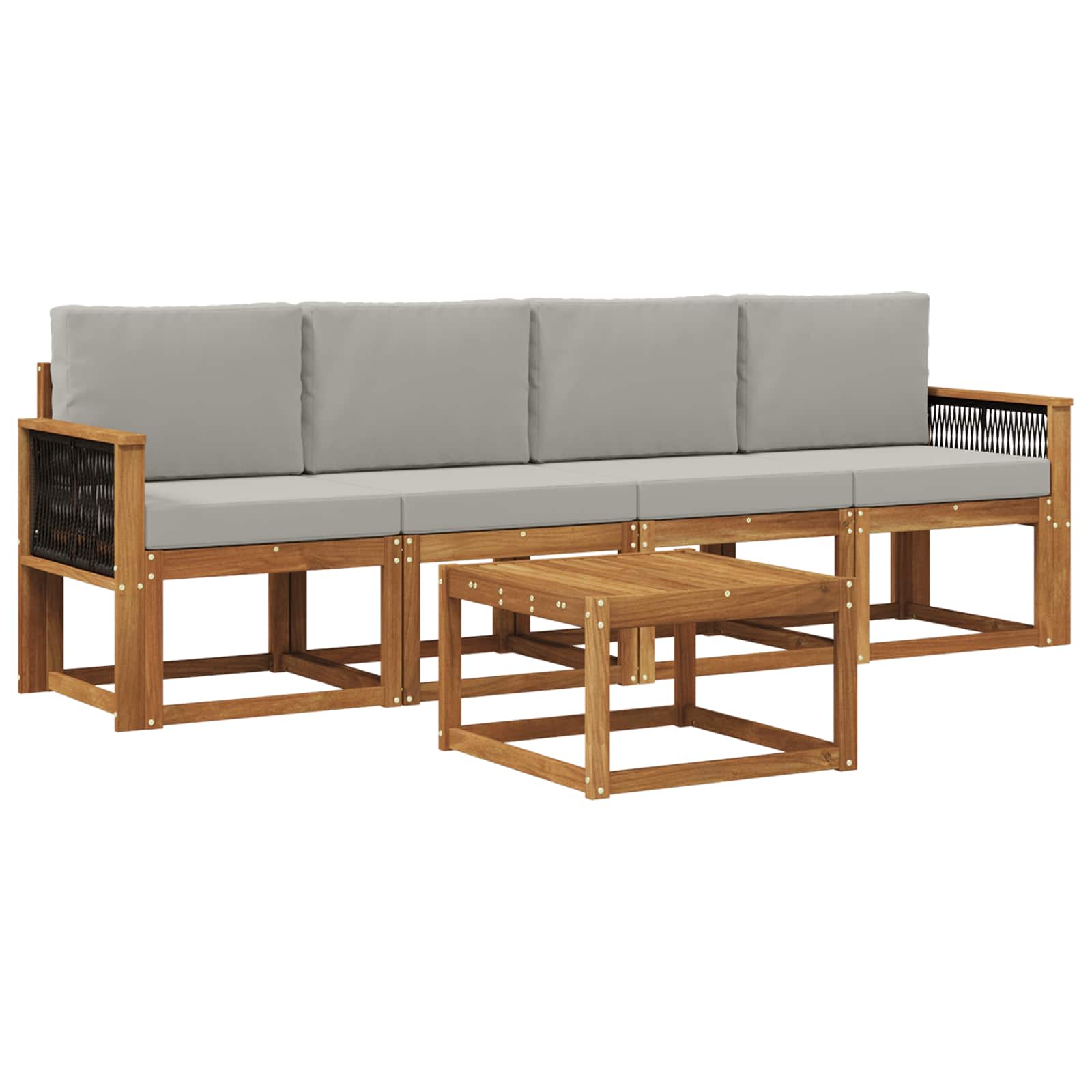Outdoor-Sofagarnitur mit Kissen 4 pcs Natürlich und Hellgrau