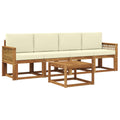 Outdoor-Sofagarnitur 5 pcs Natur und Creme Polyester