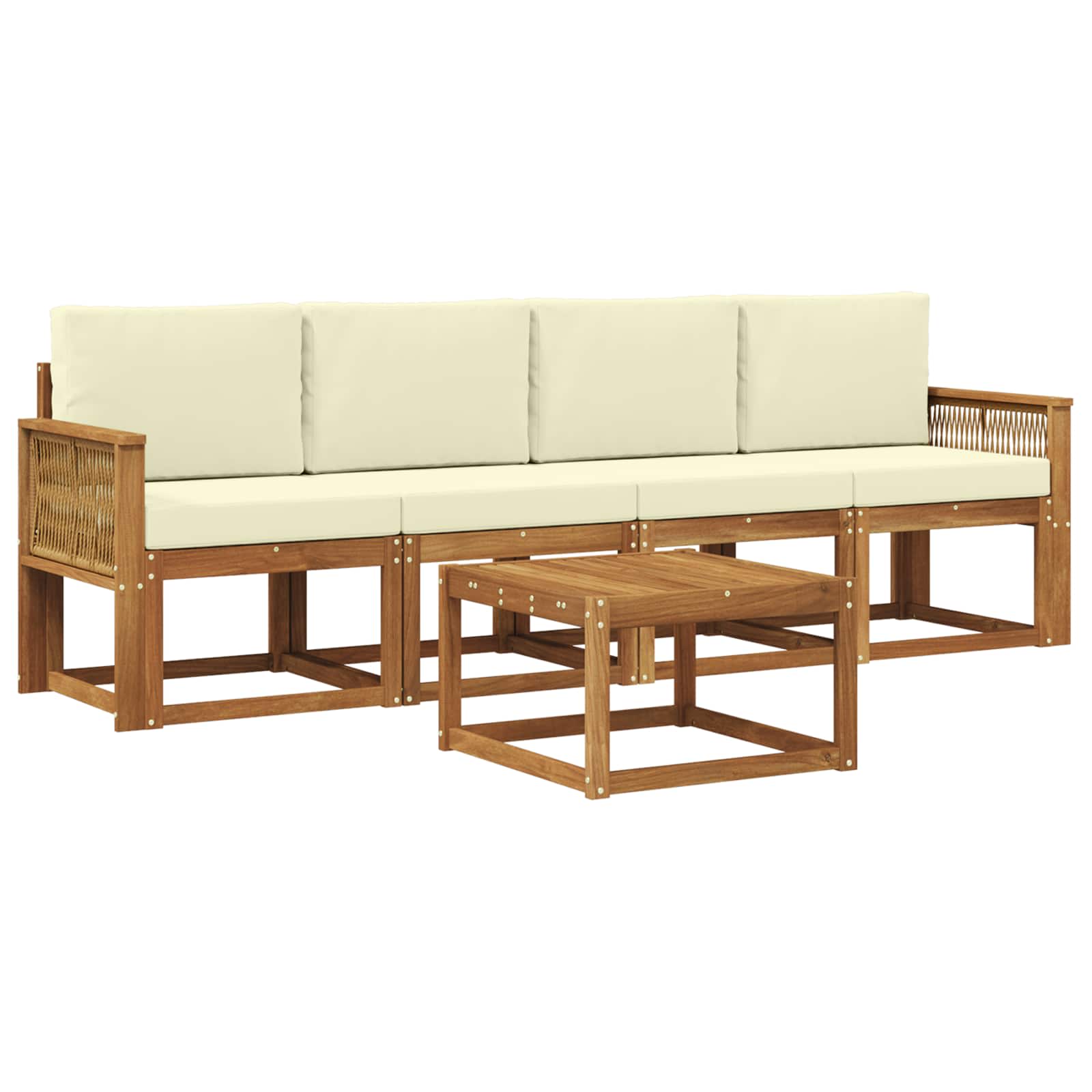 Outdoor-Sofagarnitur 5 pcs Natur und Creme Polyester