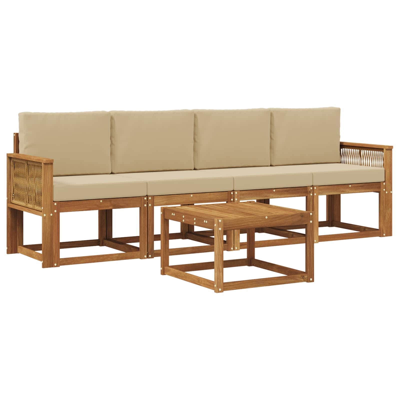 Outdoor-Sofagarnitur 5 pcs Natur und Beige Polyester