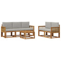 Outdoor-Sofagarnitur 6 pcs Natürlich und Hellgrau Polyester