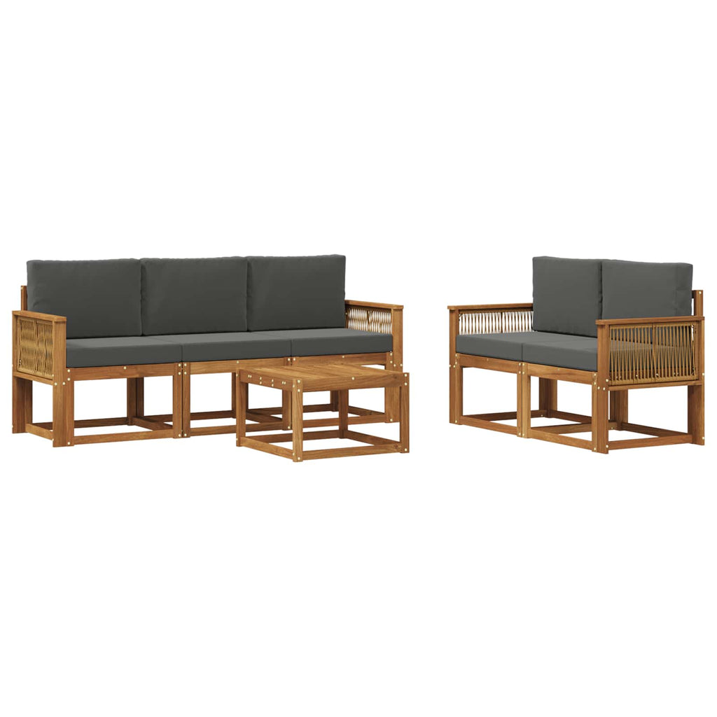 Outdoor-Sofagarnitur 6 pcs Natur und Anthrazit Polyester