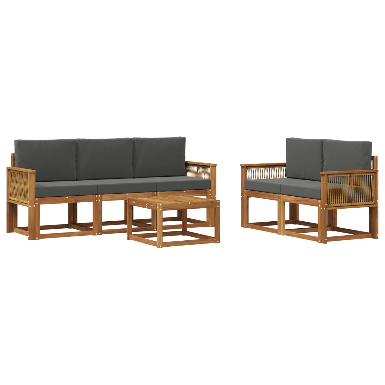 Outdoor-Sofagarnitur 6 pcs Natur und Anthrazit Polyester