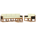 Outdoor-Sofagarnitur mit Kissen 6 pcs Natur und Creme