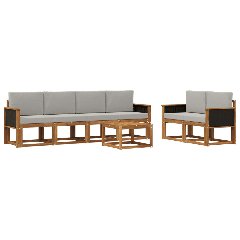 Outdoor-Sofagarnitur mit Kissen 6 pcs Natürlich und Hellgrau