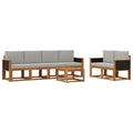 Outdoor-Sofagarnitur mit Kissen 6 pcs Natürlich und Hellgrau