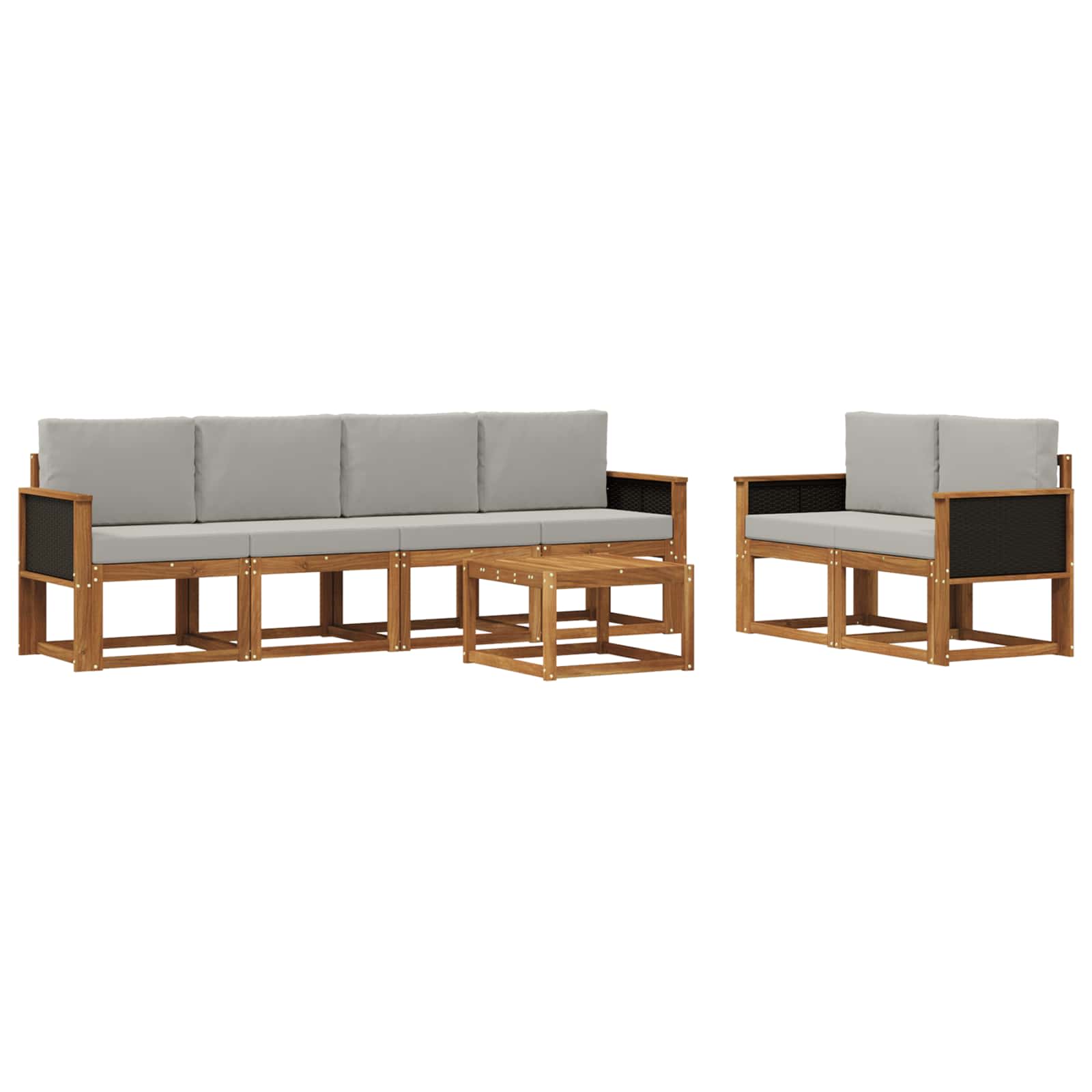 Outdoor-Sofagarnitur mit Kissen 6 pcs Natürlich und Hellgrau