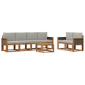 Outdoor-Sofagarnitur mit Kissen 6 pcs Natürlich und Hellgrau