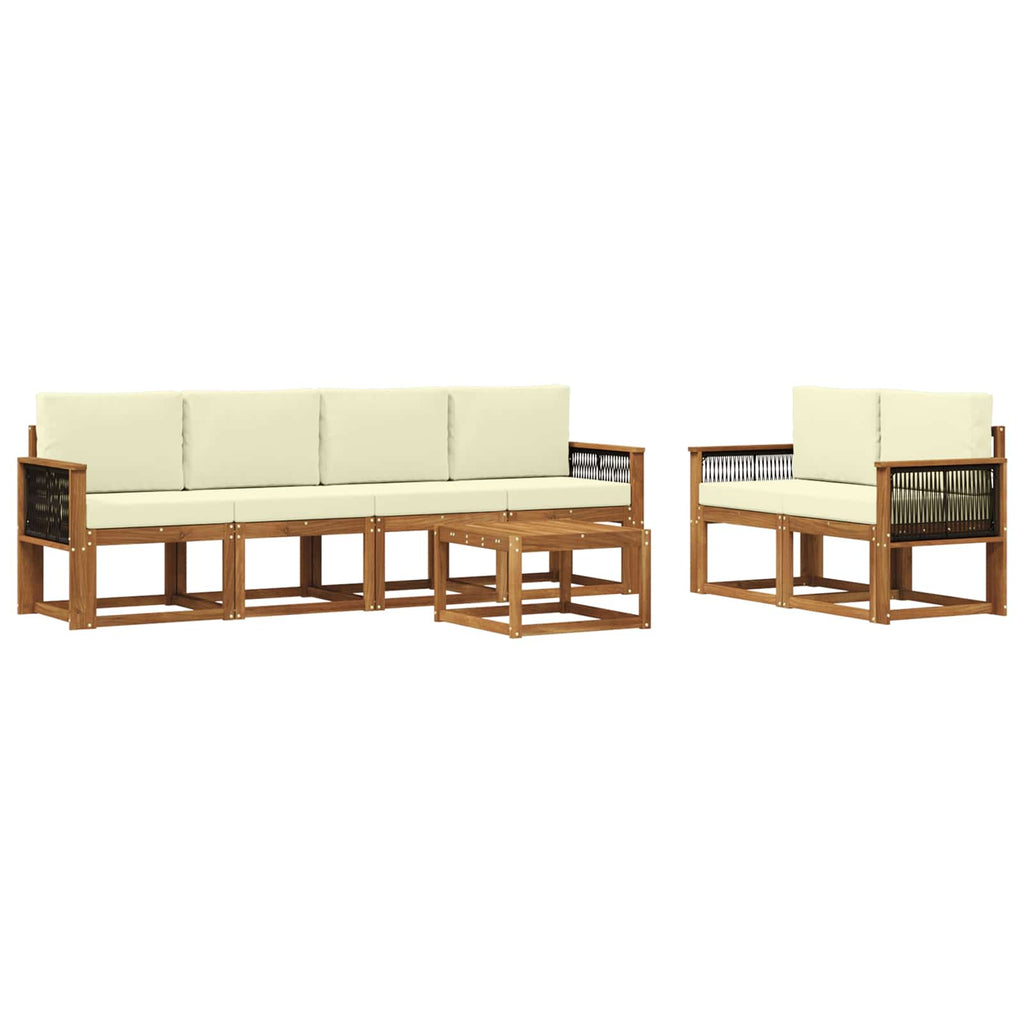 Outdoor-Sofagarnitur mit Kissen 6 pcs Natur und Creme