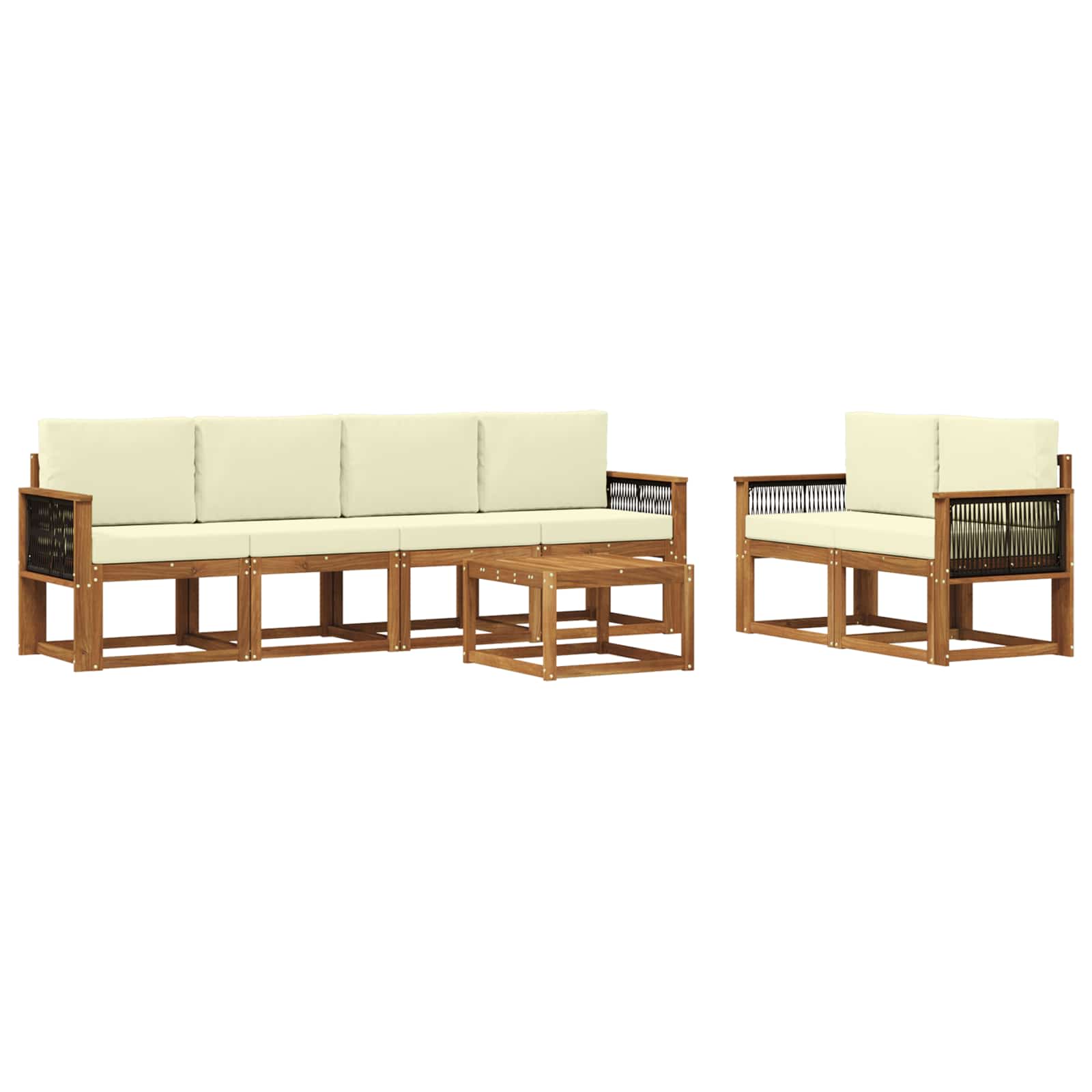 Outdoor-Sofagarnitur mit Kissen 6 pcs Natur und Creme