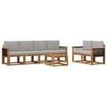 Outdoor-Sofagarnitur mit Kissen 6 pcs Natürlich und Hellgrau