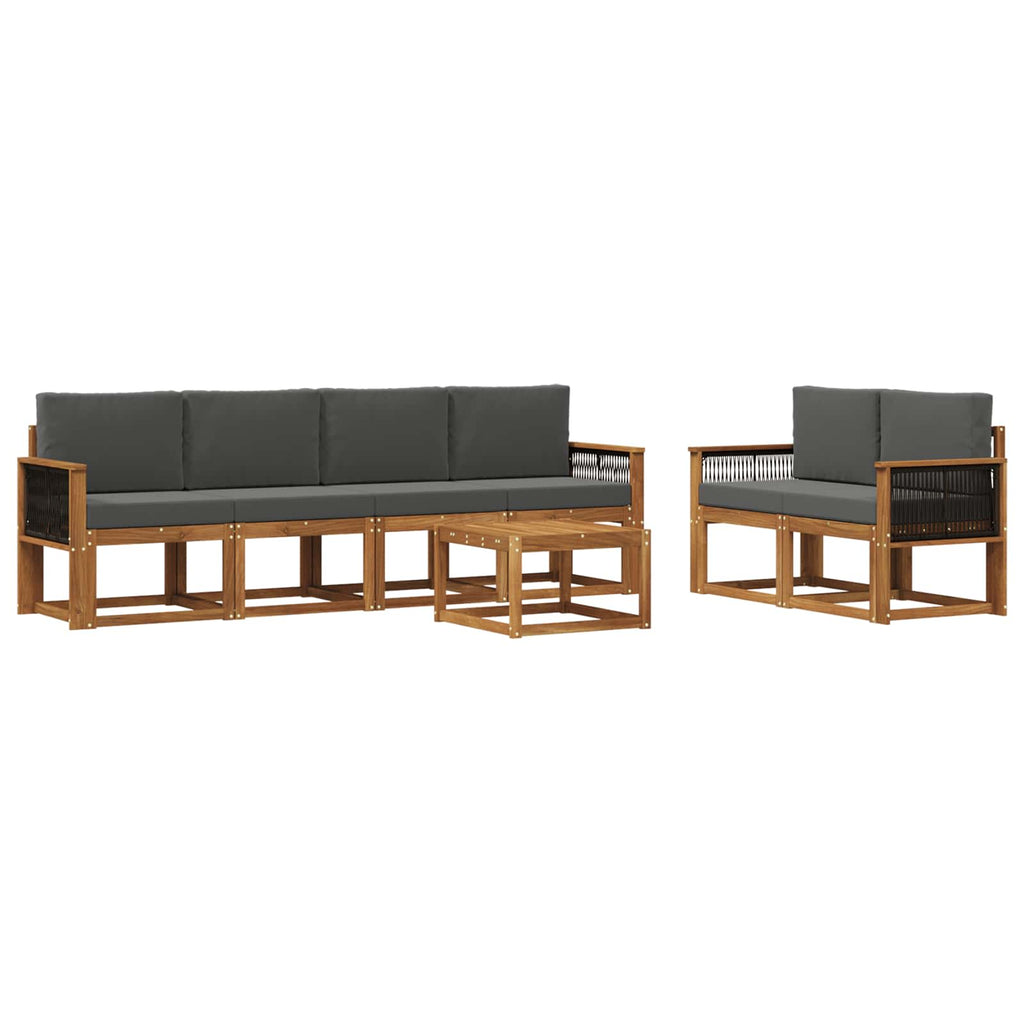 Outdoor-Sofagarnitur mit Kissen 6 pcs Natur und Anthrazit