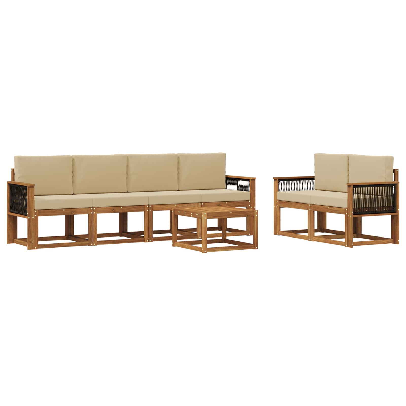 Outdoor-Sofagarnitur mit Kissen 6 pcs Natur