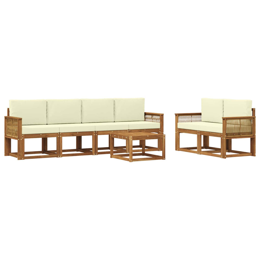 Outdoor-Sofagarnitur 7 pcs Natur und Creme Polyester