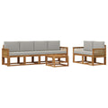 Outdoor-Sofagarnitur 7 pcs Natürlich und Hellgrau Polyester
