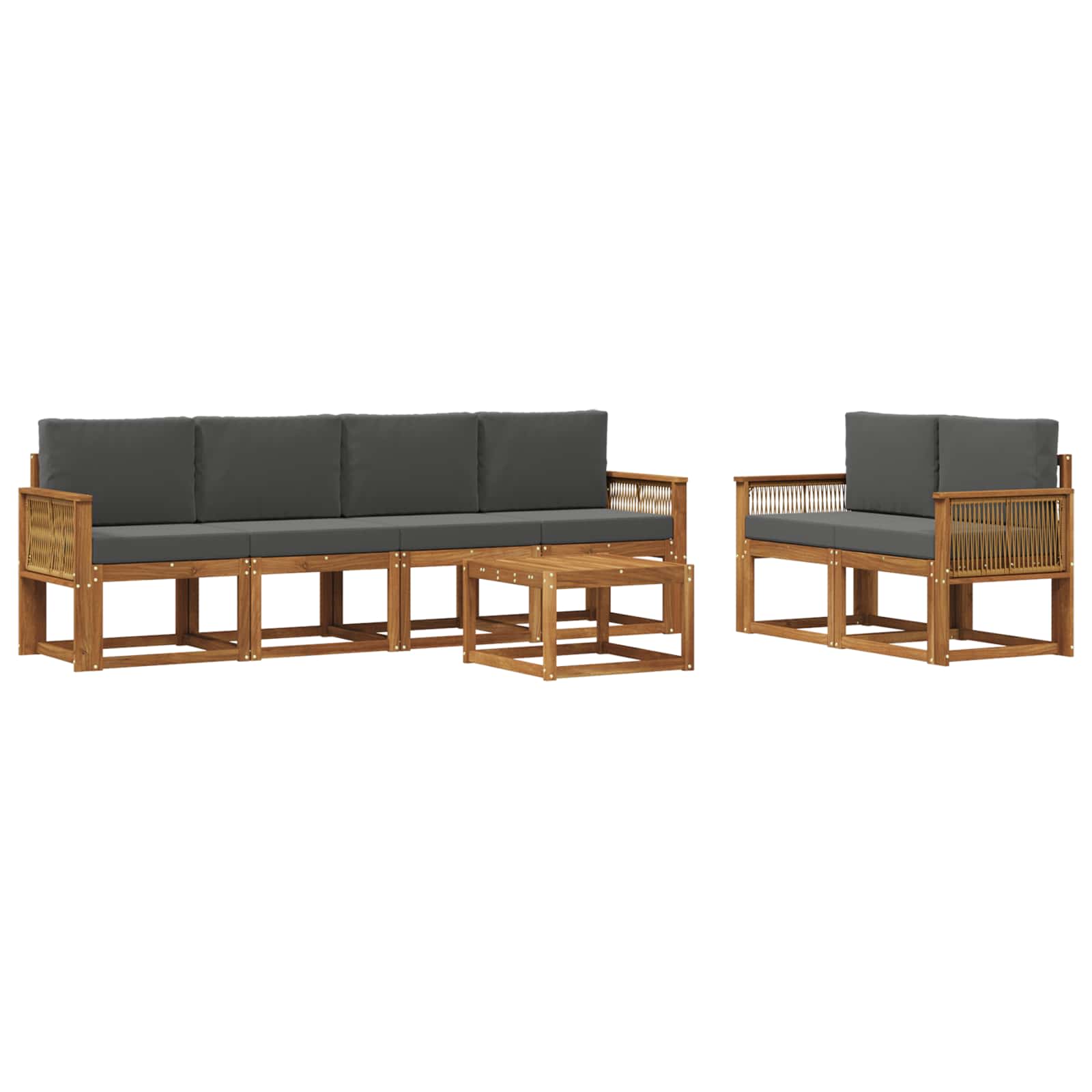 Outdoor-Sofagarnitur 7 pcs Natur und Anthrazit Polyester