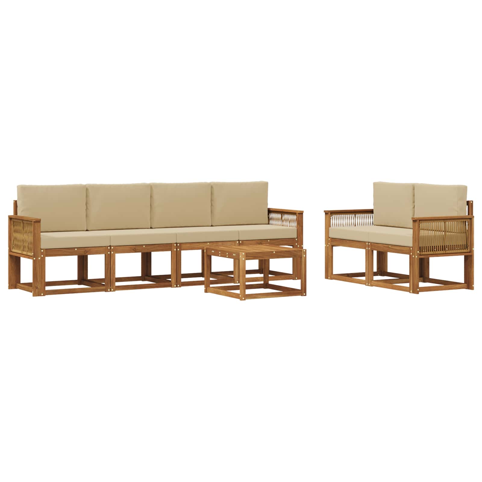 Outdoor-Sofagarnitur 7 pcs Natur und Beige Polyester