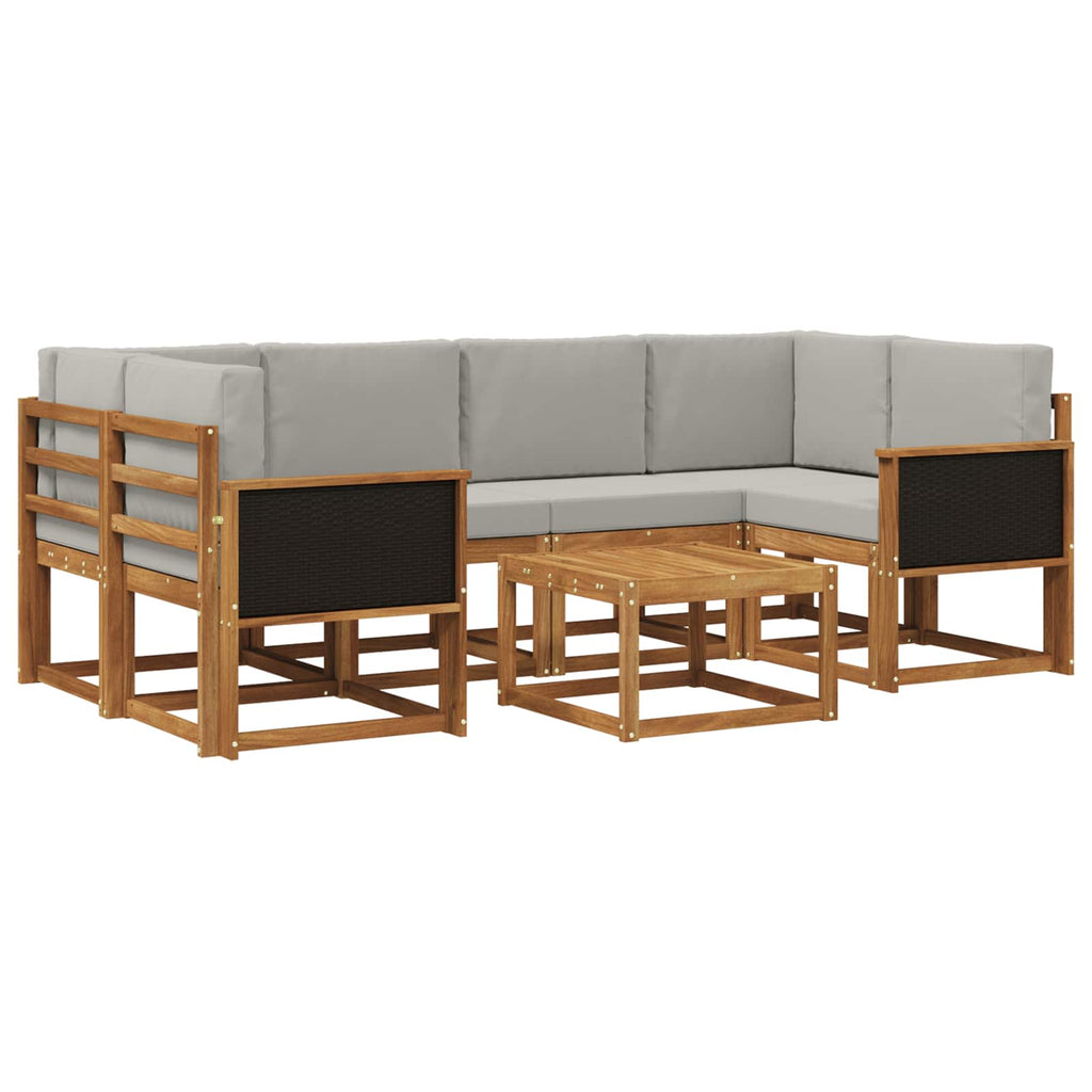 Outdoor-Sofagarnitur mit Kissen 5 pcs Natürlich und Hellgrau