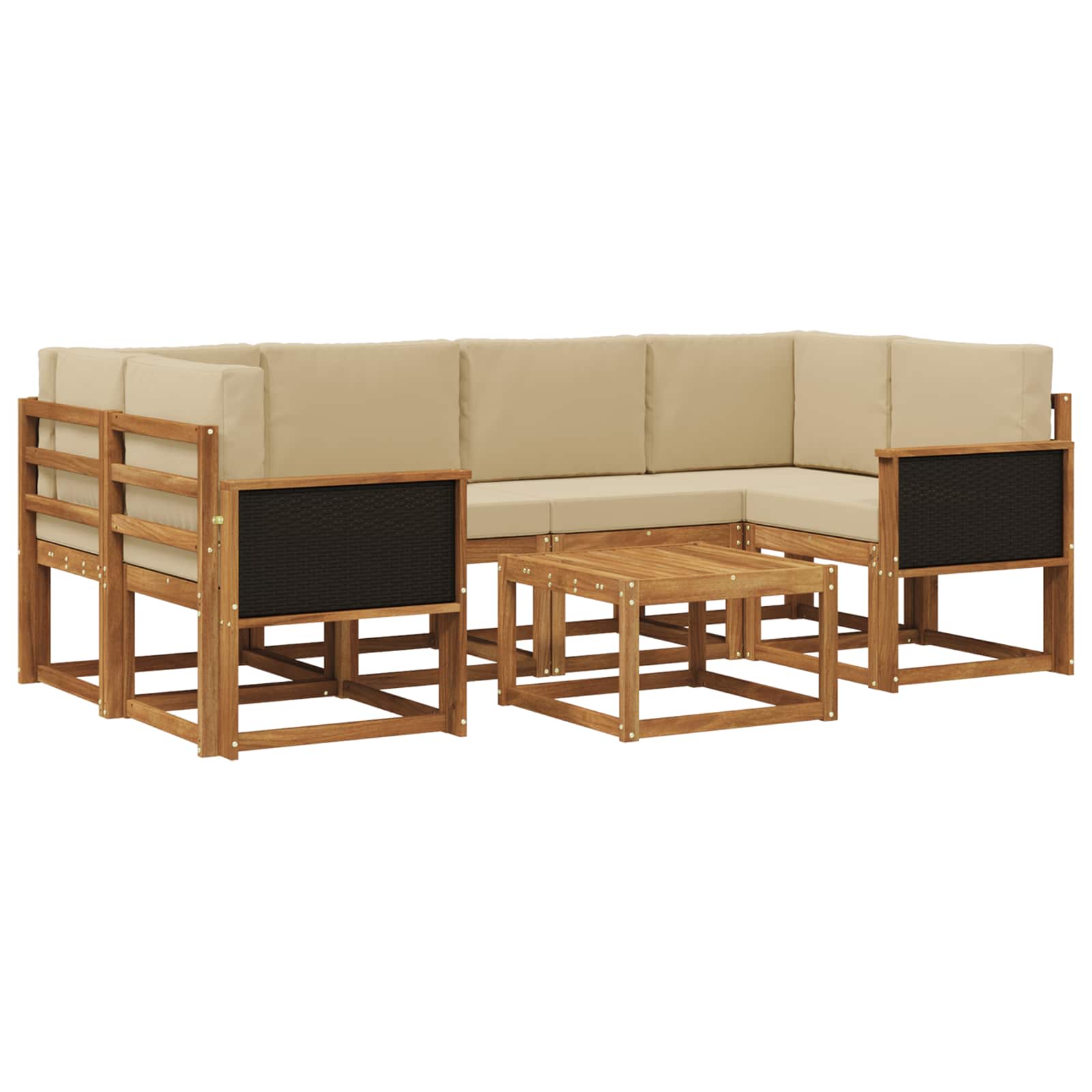 Outdoor-Sofagarnitur mit Kissen 5 pcs Natur