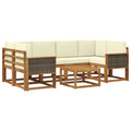 Outdoor-Sofagarnitur mit Kissen 5 pcs Natur und Creme