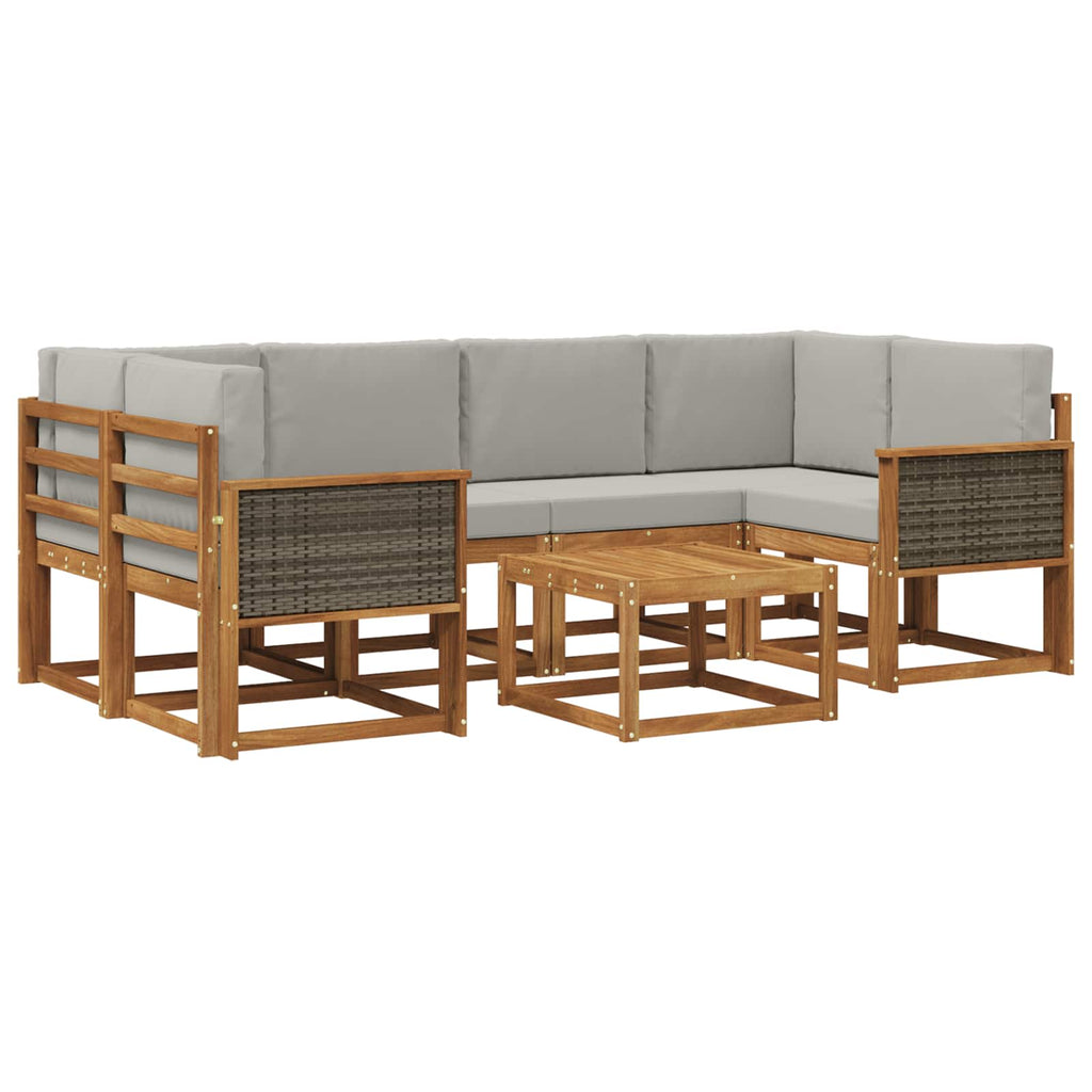 Outdoor-Sofagarnitur mit Kissen 5 pcs Natürlich und Hellgrau