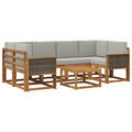 Outdoor-Sofagarnitur mit Kissen 5 pcs Natürlich und Hellgrau