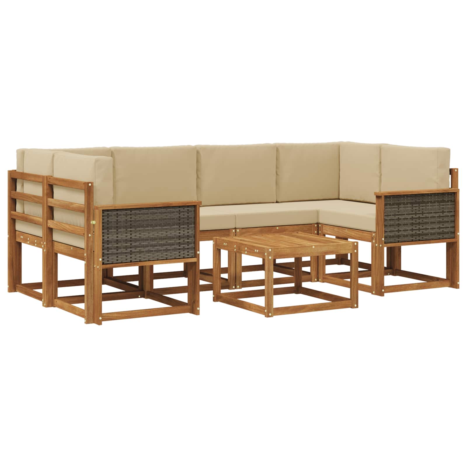 Outdoor-Sofagarnitur mit Kissen 5 pcs Natur