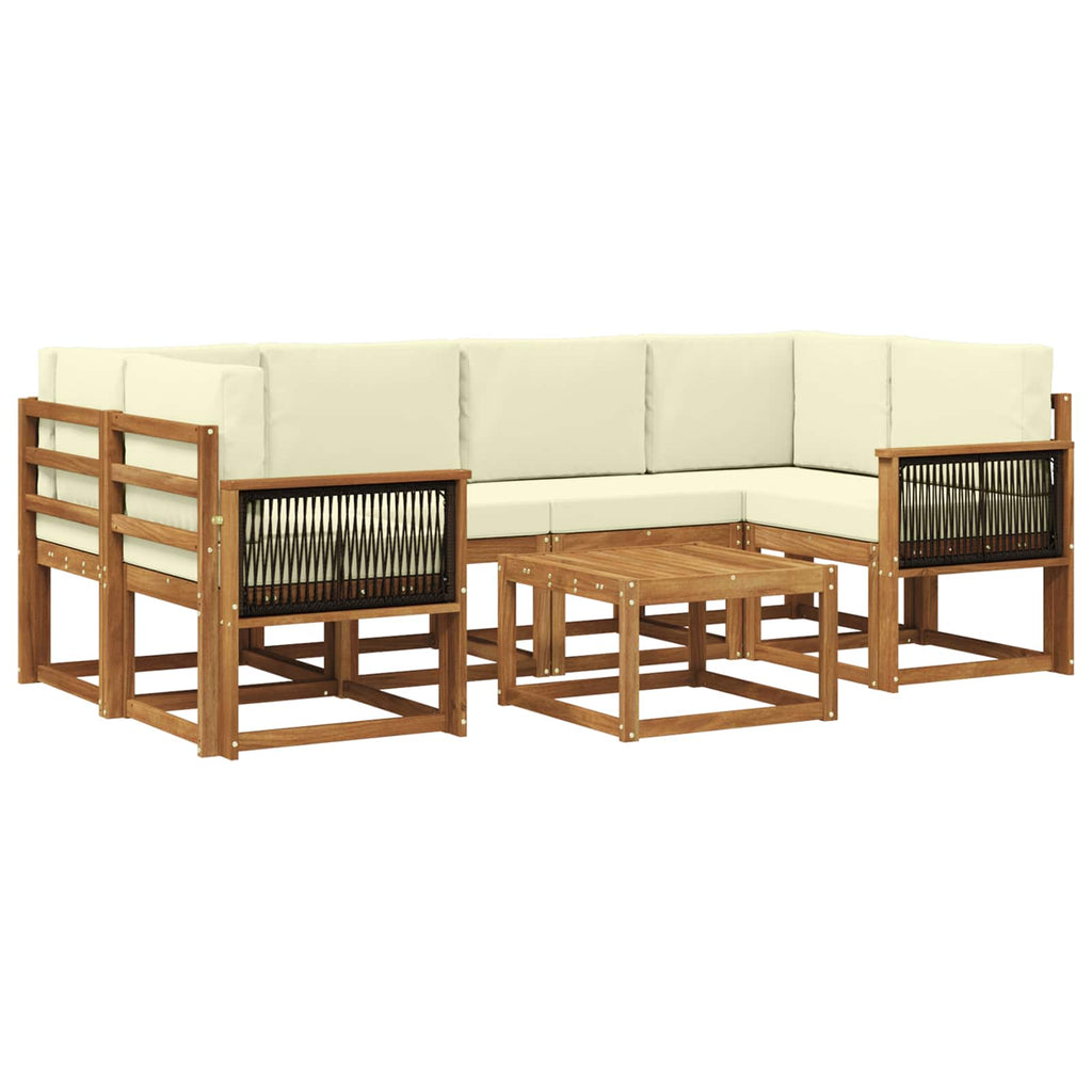 Outdoor-Sofagarnitur mit Kissen 5 pcs Natur und Creme