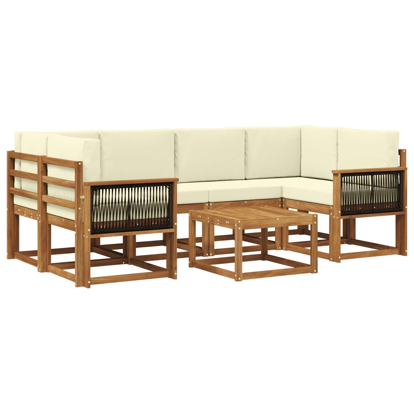 Outdoor-Sofagarnitur mit Kissen 5 pcs Natur und Creme