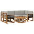 Outdoor-Sofagarnitur 5 pcs Natürlich und Hellgrau