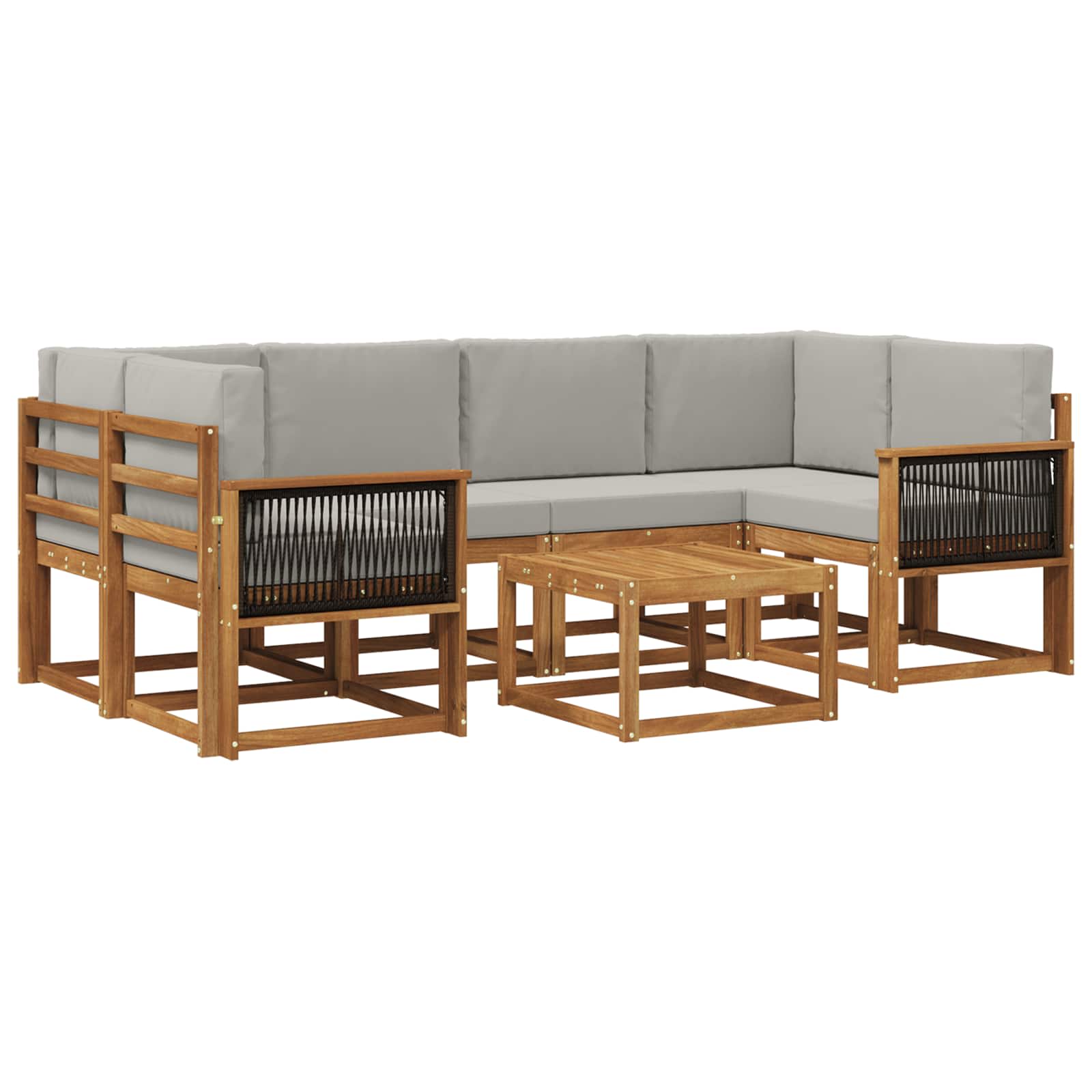 Outdoor-Sofagarnitur 5 pcs Natürlich und Hellgrau