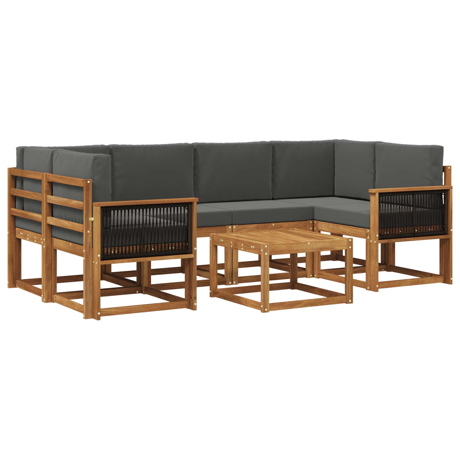 Outdoor-Sofagarnitur mit Kissen 5 pcs Natur und Anthrazit