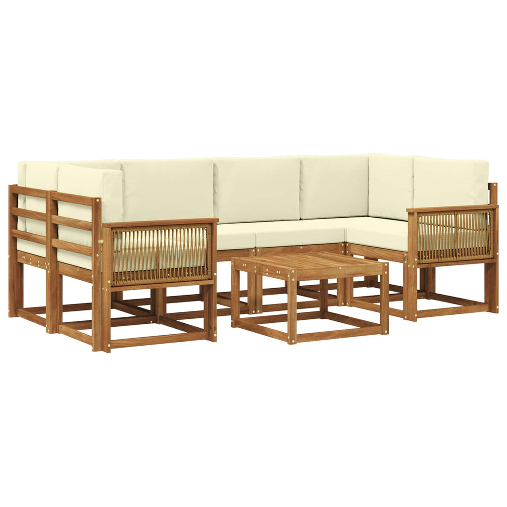 Outdoor-Sofagarnitur 7 pcs Natur und Creme Polyester