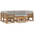 Outdoor-Sofagarnitur 7 pcs Natürlich und Hellgrau Polyester