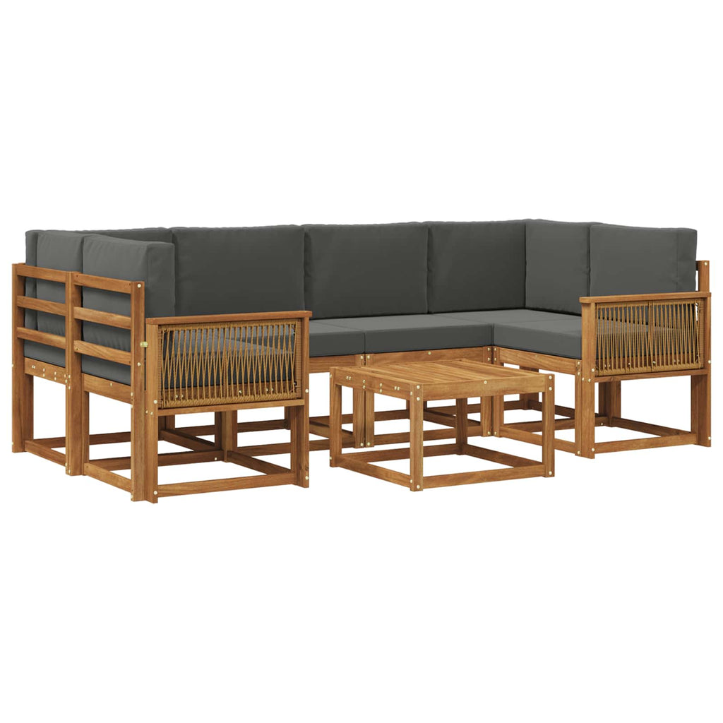 Outdoor-Sofagarnitur 7 pcs Natur und Anthrazit Polyester