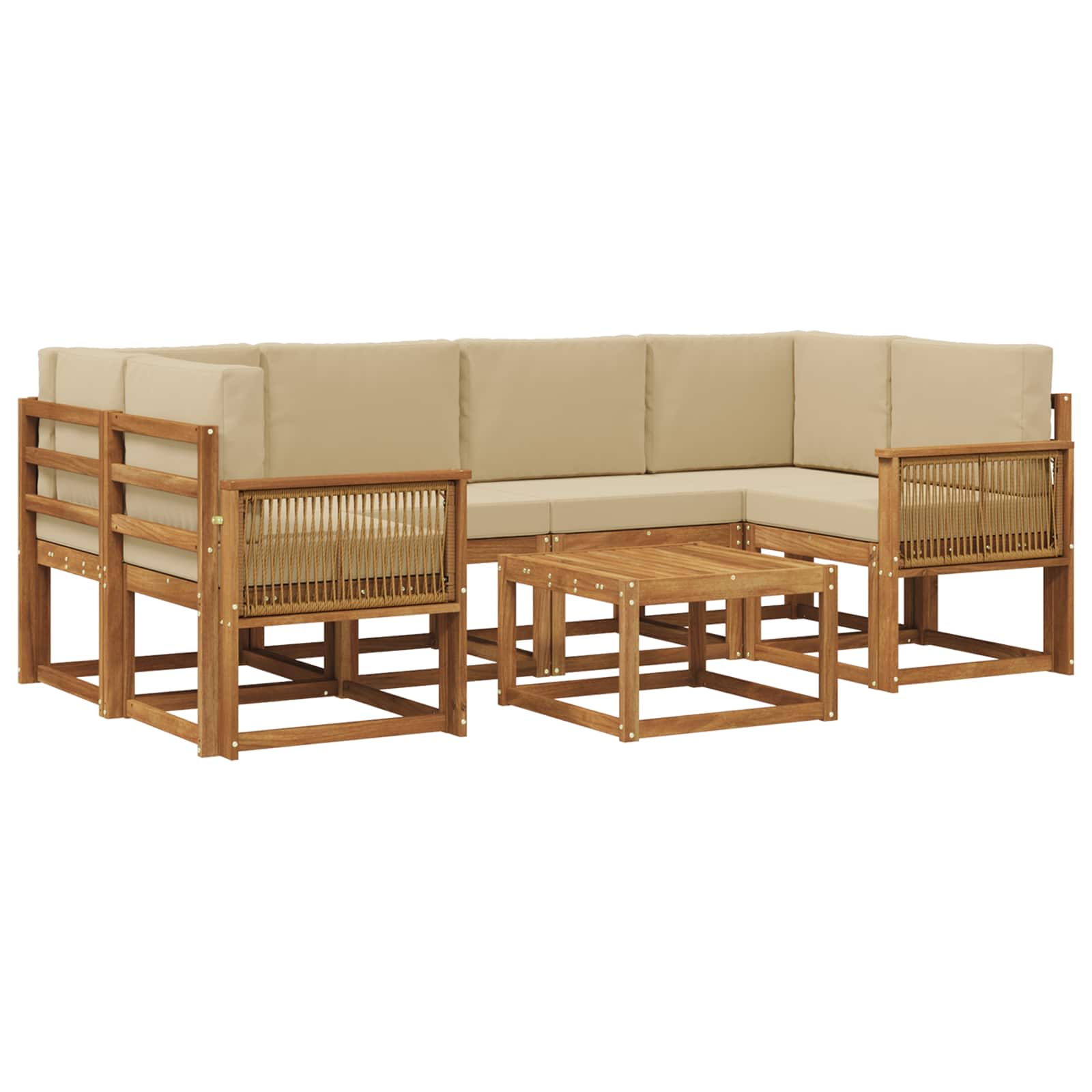 Outdoor-Sofagarnitur 7 pcs Natur und Beige Polyester