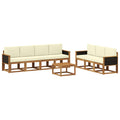 Outdoor-Sofagarnitur mit Kissen 7 pcs Natur und Creme