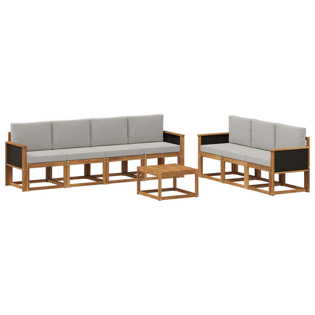 Outdoor-Sofagarnitur mit Kissen 7 pcs Natürlich und Hellgrau