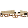 Outdoor-Sofagarnitur mit Kissen 7 pcs Natur
