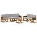 Outdoor-Sofagarnitur mit Kissen 7 pcs Natürlich und Hellgrau
