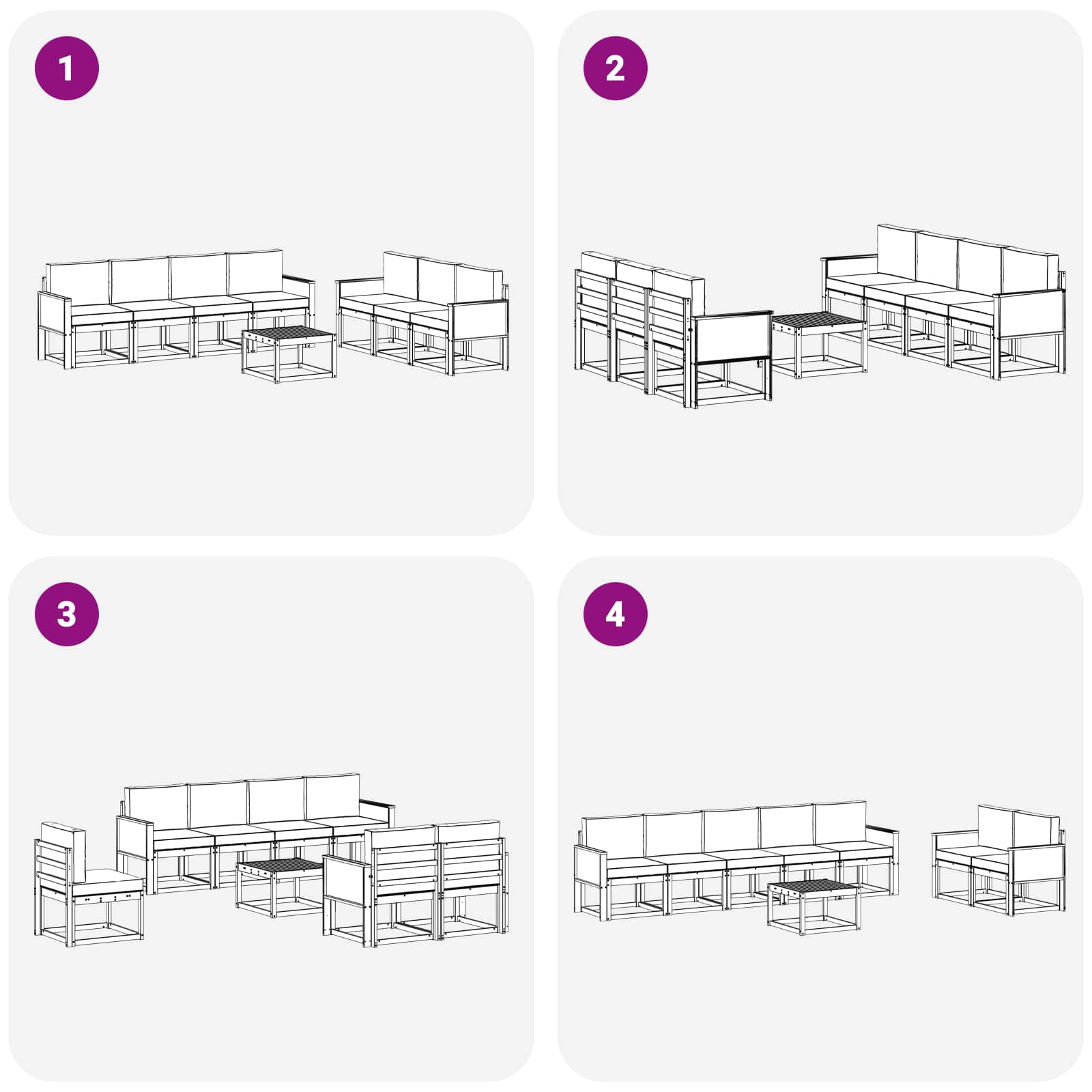 Outdoor-Sofagarnitur mit Kissen 7 pcs Natürlich und Hellgrau