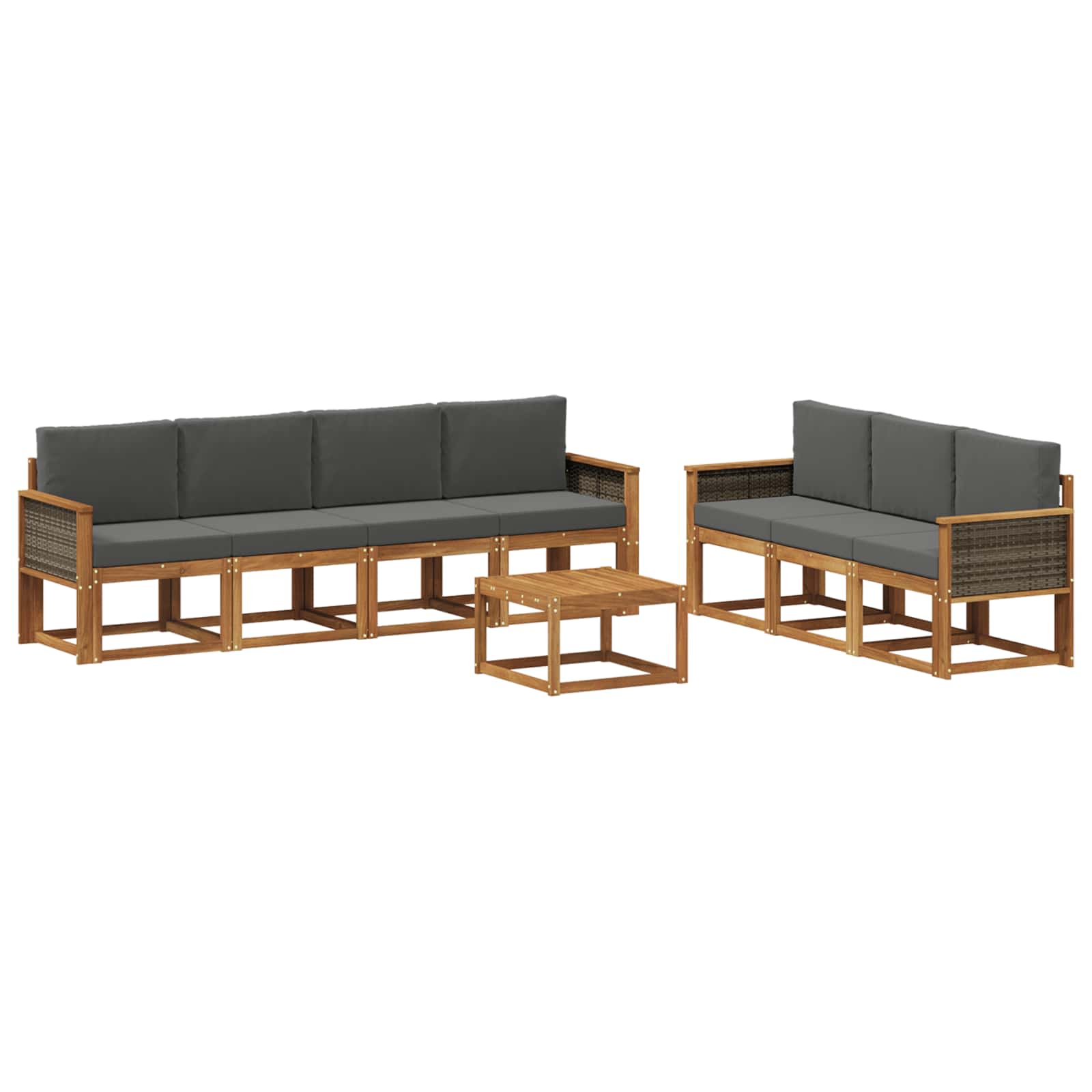 Outdoor-Sofagarnitur mit Kissen 7 pcs Natur und Anthrazit